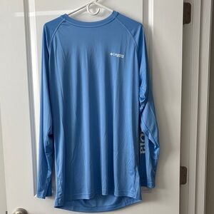 Columbia Tall UPF 50 Sub Protection  Light Blue Performance Long Sleeve
